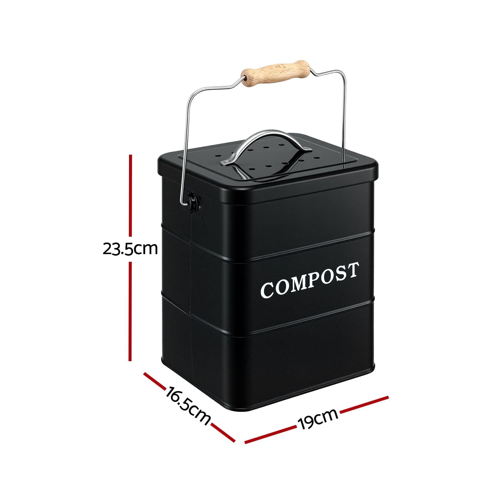 5L Compost Bin Kitchen Countertop Food Waste Caddy Black - Home & Garden > Garden Tools > Gardening Accessories - Rivercity House & Home Co. (ABN 18 642 972 209) - Affordable Modern Furniture Australia