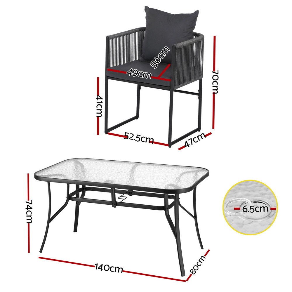 5PC Outdoor Dining Set Table and Chairs Patio Furniture Garden Bistro Set Black - Furniture > Dining > Dining Set - Rivercity House & Home Co. (ABN 18 642 972 209) - Affordable Modern Furniture Australia