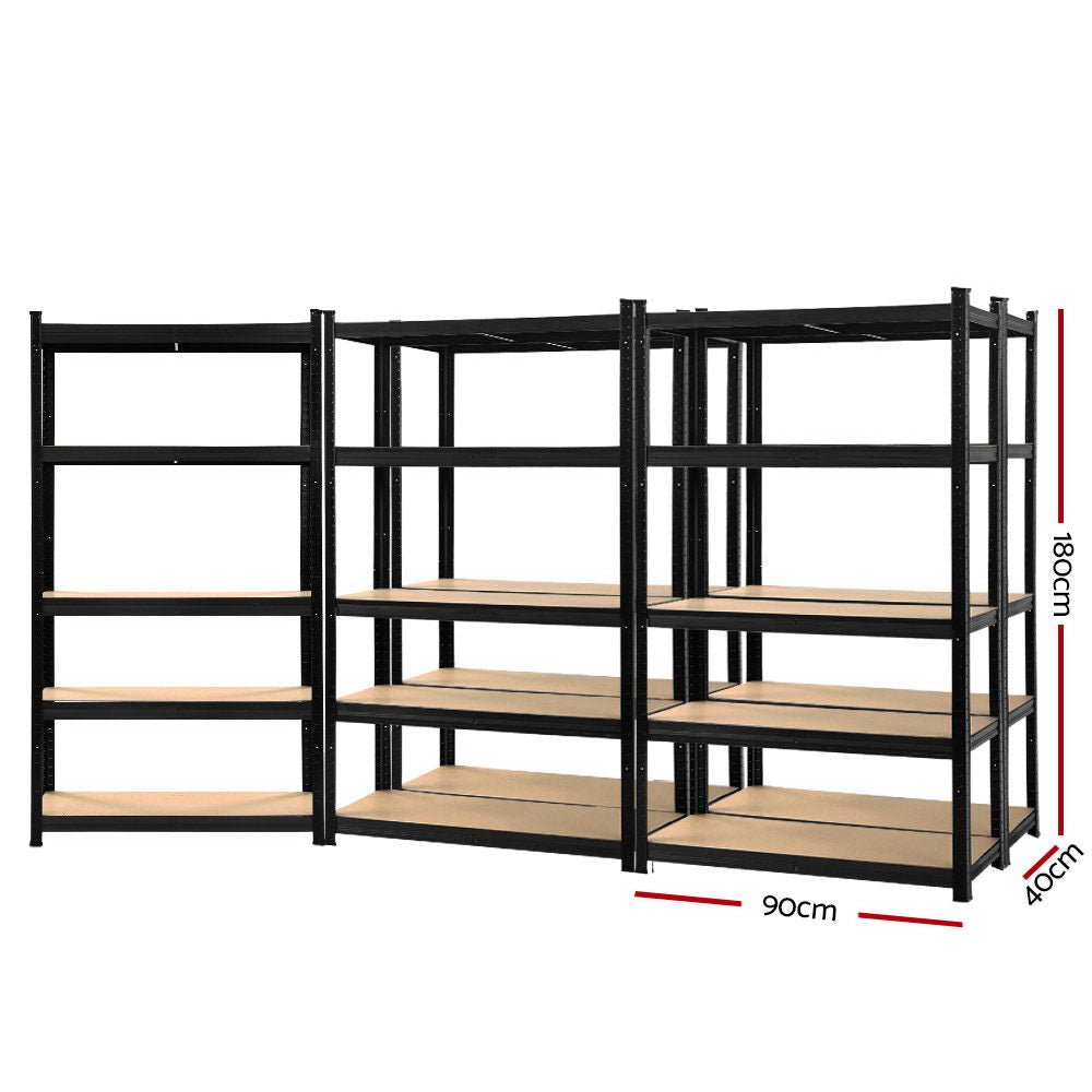 5x1.8M Garage Shelving Warehouse Rack Pallet Racking Storage Shelf Black - Tools > Tools Storage > Wall Storage Racks - Rivercity House & Home Co. (ABN 18 642 972 209) - Affordable Modern Furniture Australia