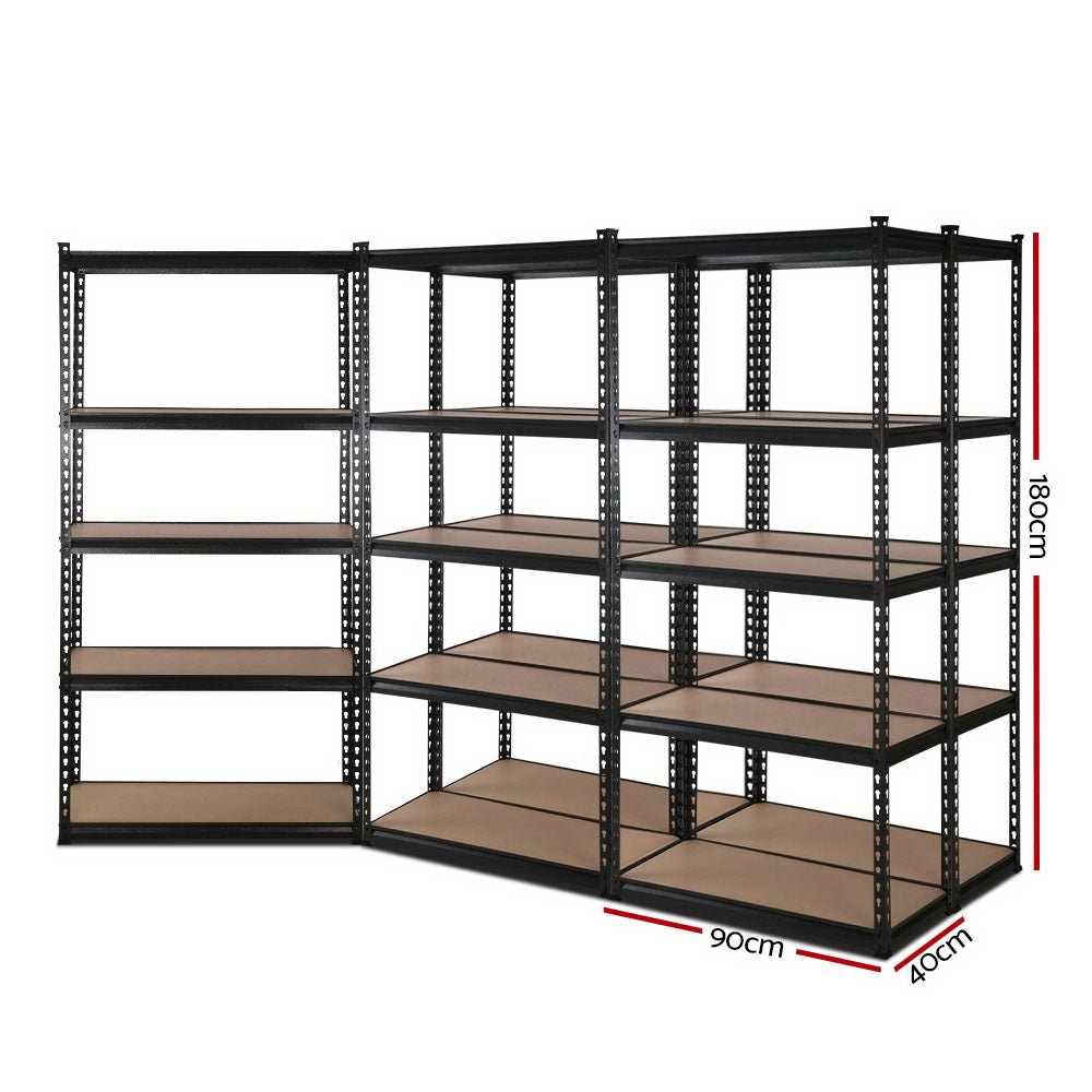 5x1.8M Garage Shelving Warehouse Rack Pallet Racking Storage Shelve Black - Tools > Tools Storage > Wall Storage Racks - Rivercity House & Home Co. (ABN 18 642 972 209) - Affordable Modern Furniture Australia