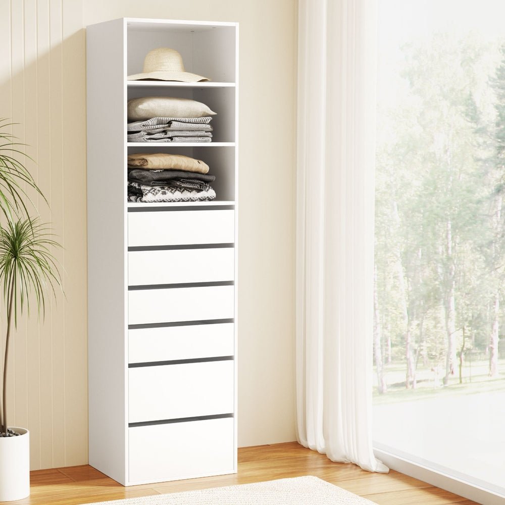 6 Chest of Drawers Tallboy Cabinet White - Furniture > Bedroom > Dressers - Rivercity House & Home Co. (ABN 18 642 972 209) - Affordable Modern Furniture Australia