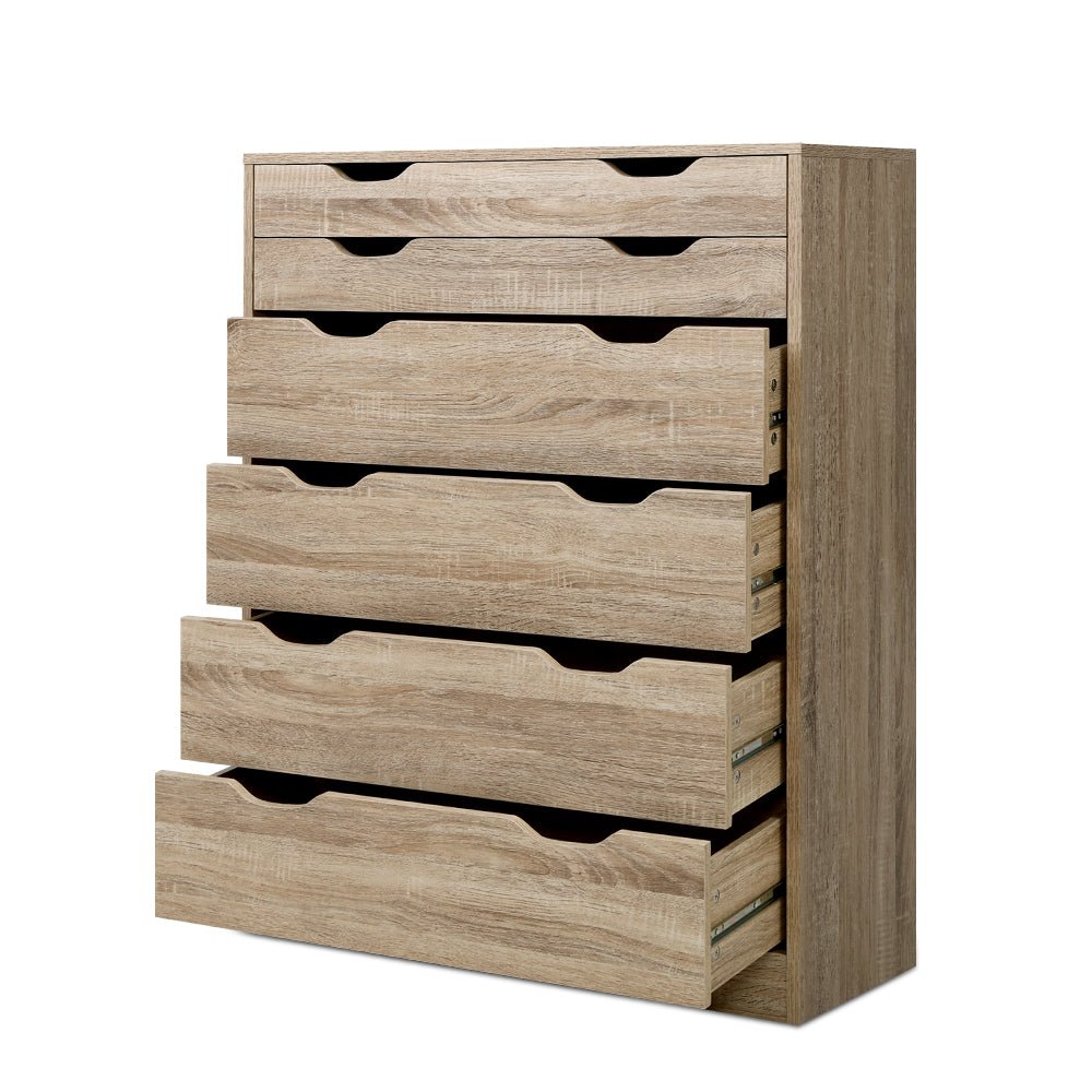 6 Chest of Drawers Tallboy Dresser Table Storage Cabinet Oak Bedroom - Rivercity House & Home Co. (ABN 18 642 972 209) - Affordable Modern Furniture Australia