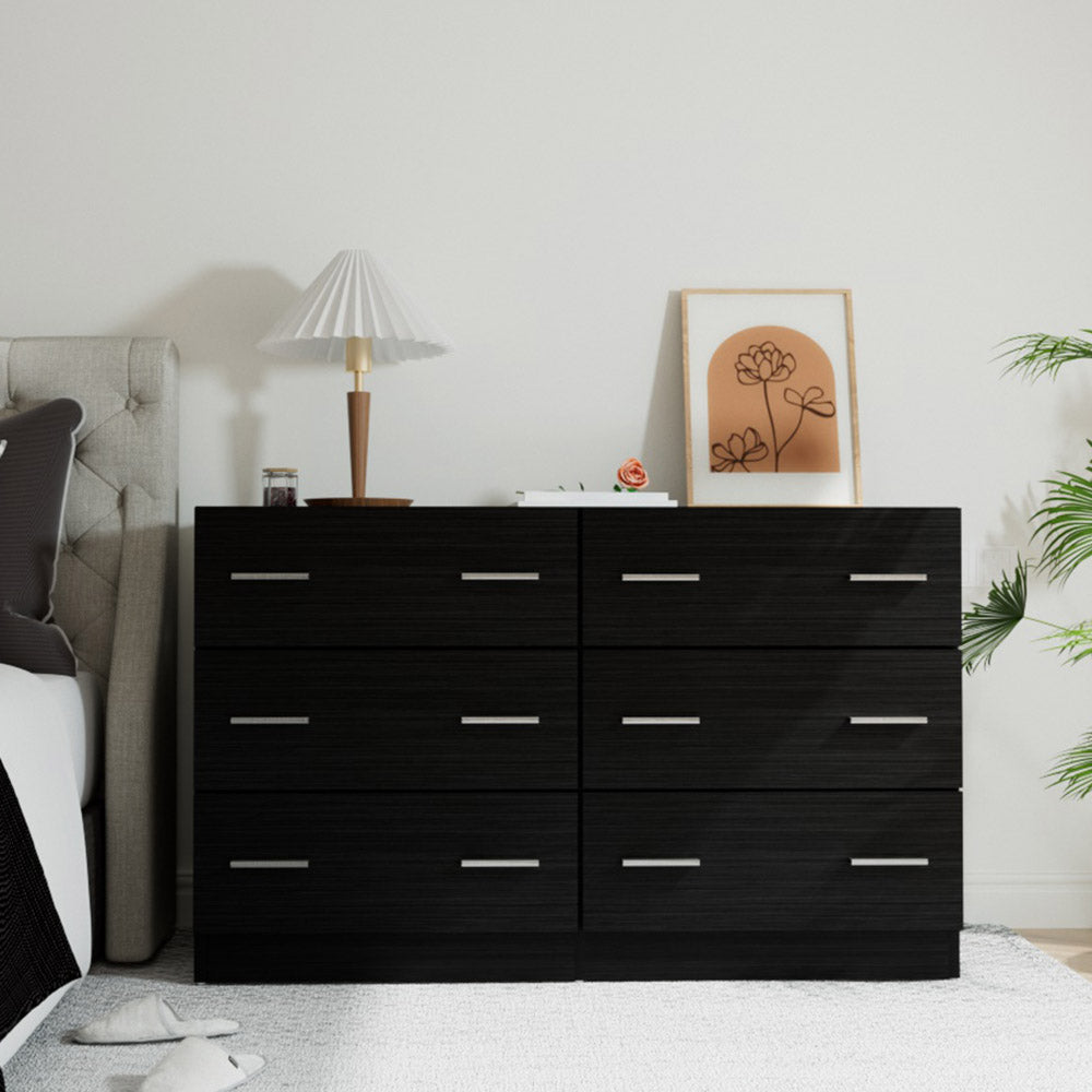 6 Drawer Cabinet Lowboy Dresser (Black)