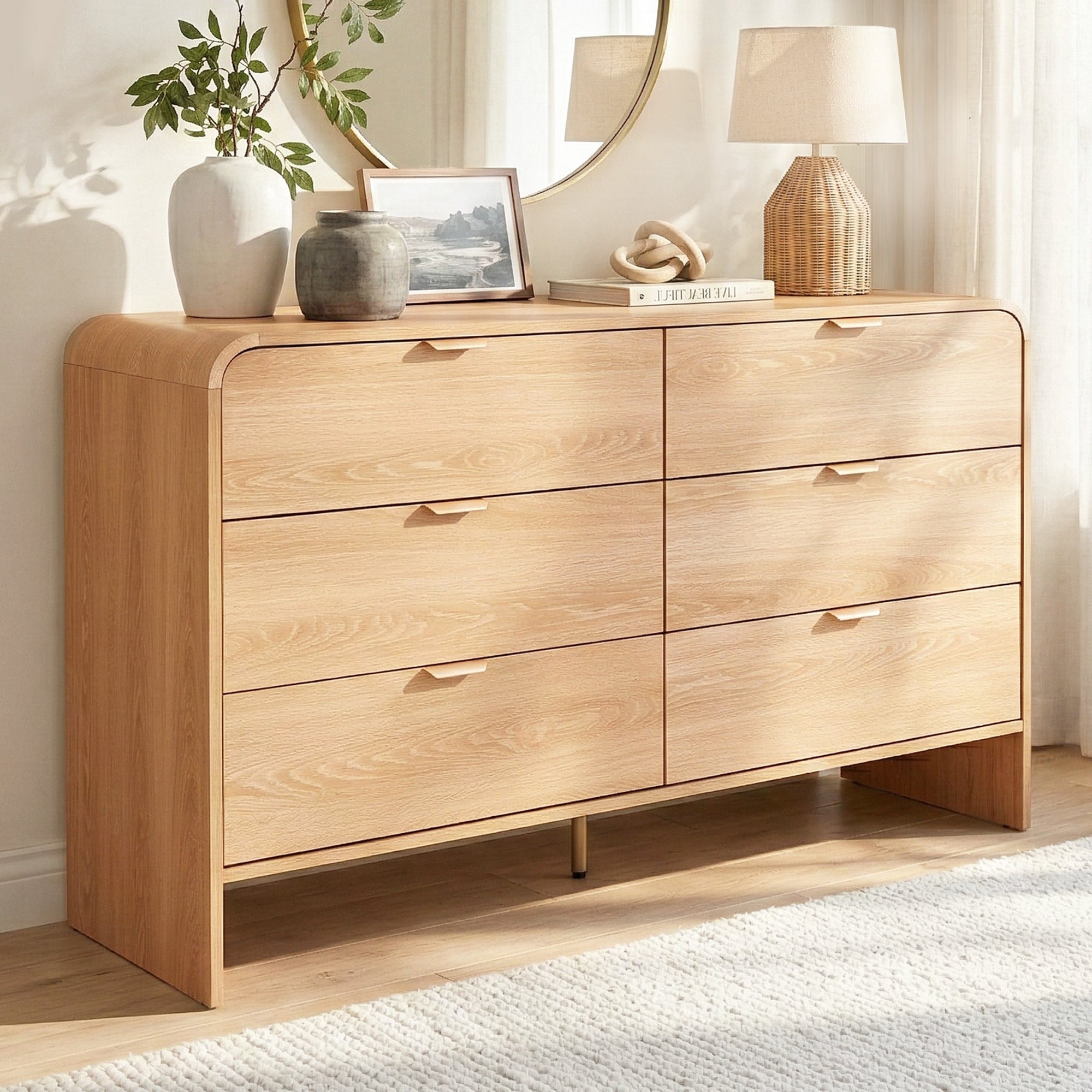 6 - Drawer Chest of Drawers Dresser Cabinet - Pine - Furniture > Bedroom > Dressers - Rivercity House & Home Co. (ABN 18 642 972 209) - Affordable Modern Furniture Australia
