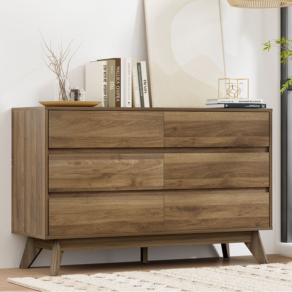 6 Drawer Lowboy Storage Cabinet Walnut - Home & Garden > Storage - Rivercity House & Home Co. (ABN 18 642 972 209) - Affordable Modern Furniture Australia