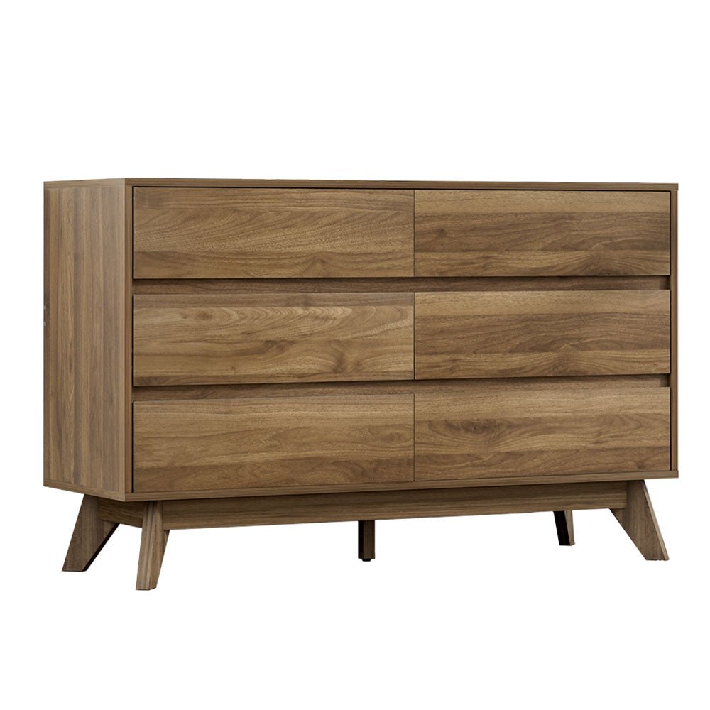 6 Drawer Lowboy Storage Cabinet Walnut - Home & Garden > Storage - Rivercity House & Home Co. (ABN 18 642 972 209) - Affordable Modern Furniture Australia