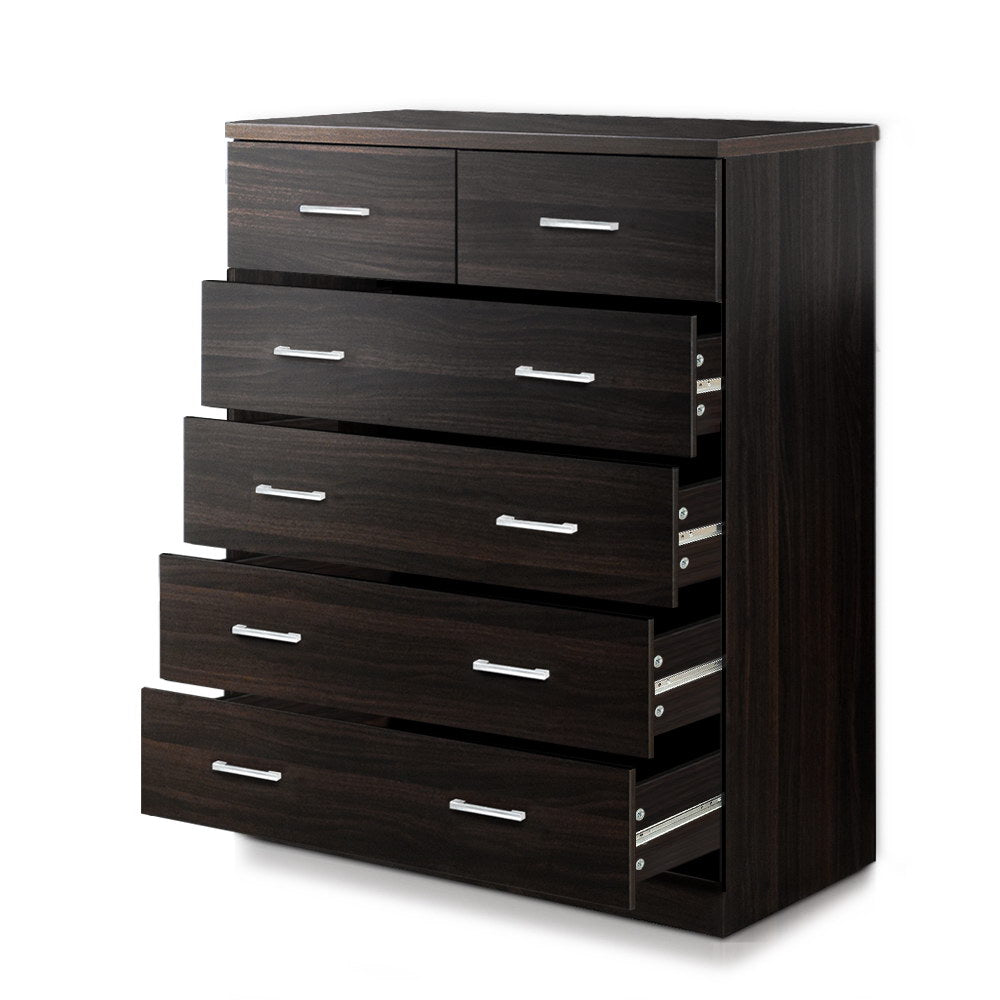 6 - Drawer Tallboy Walnut - Rivercity House & Home Co. (ABN 18 642 972 209) - Affordable Modern Furniture Australia