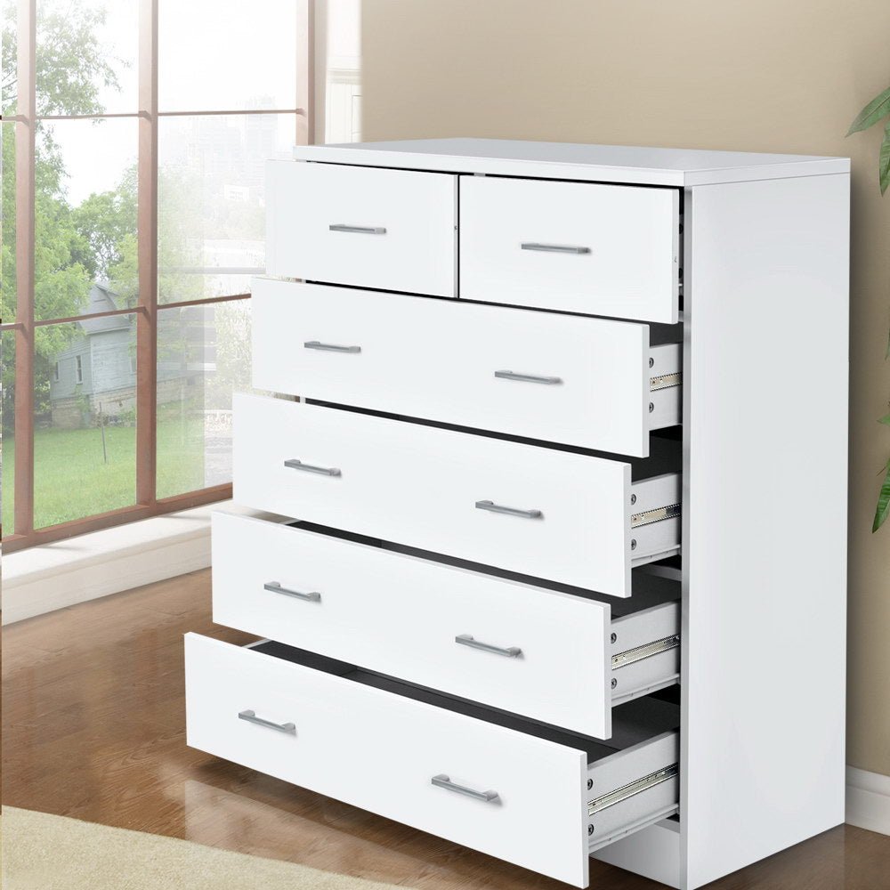 6 - Drawer Tallboy White - Rivercity House & Home Co. (ABN 18 642 972 209) - Affordable Modern Furniture Australia
