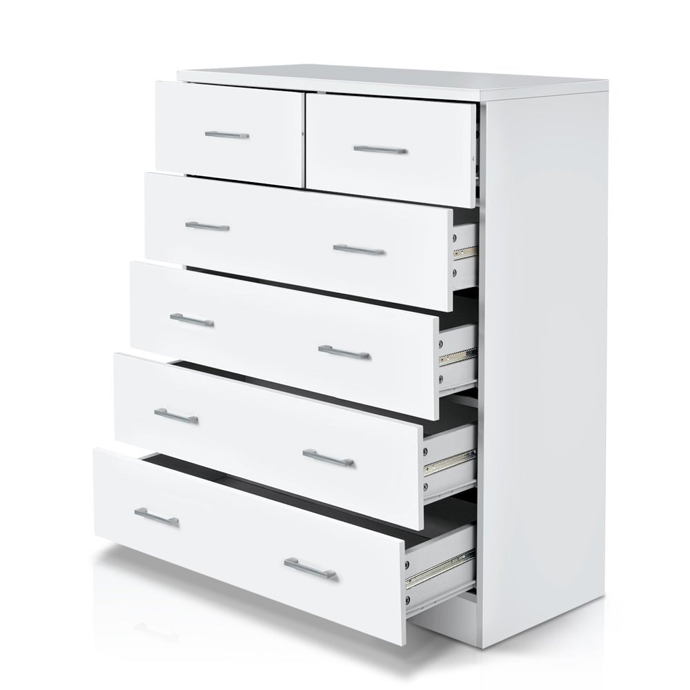 6 - Drawer Tallboy White - Rivercity House & Home Co. (ABN 18 642 972 209) - Affordable Modern Furniture Australia