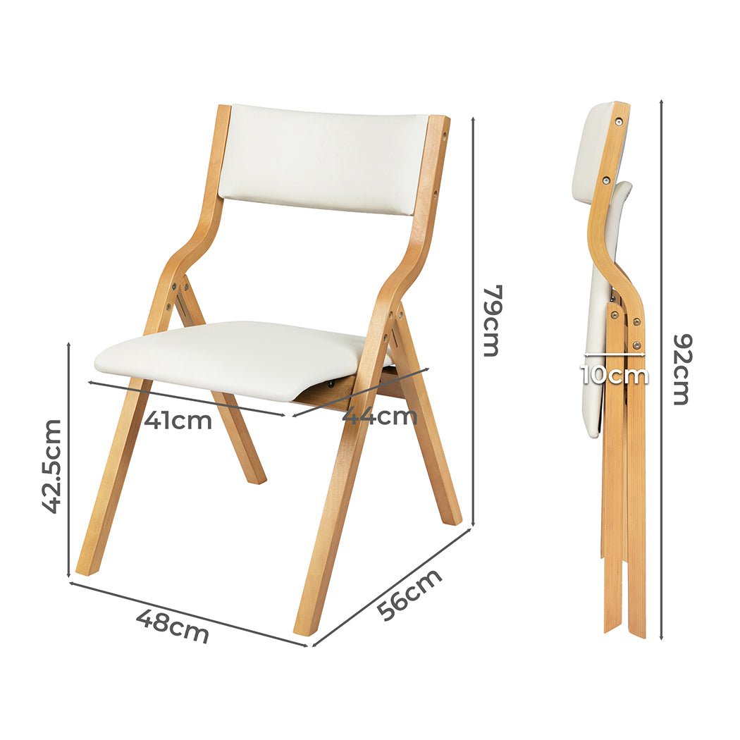 6 - Pack Foldable Dining Chairs with PU Seats - Beige - Rivercity House & Home Co. (ABN 18 642 972 209) - Affordable Modern Furniture Australia