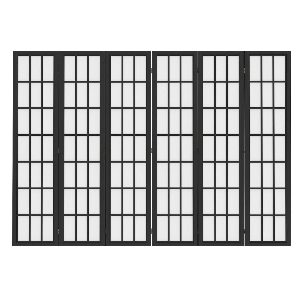 6 Panel 170cm Freestanding Room Divider Folding Screen - Black - Rivercity House & Home Co. (ABN 18 642 972 209) - Affordable Modern Furniture Australia