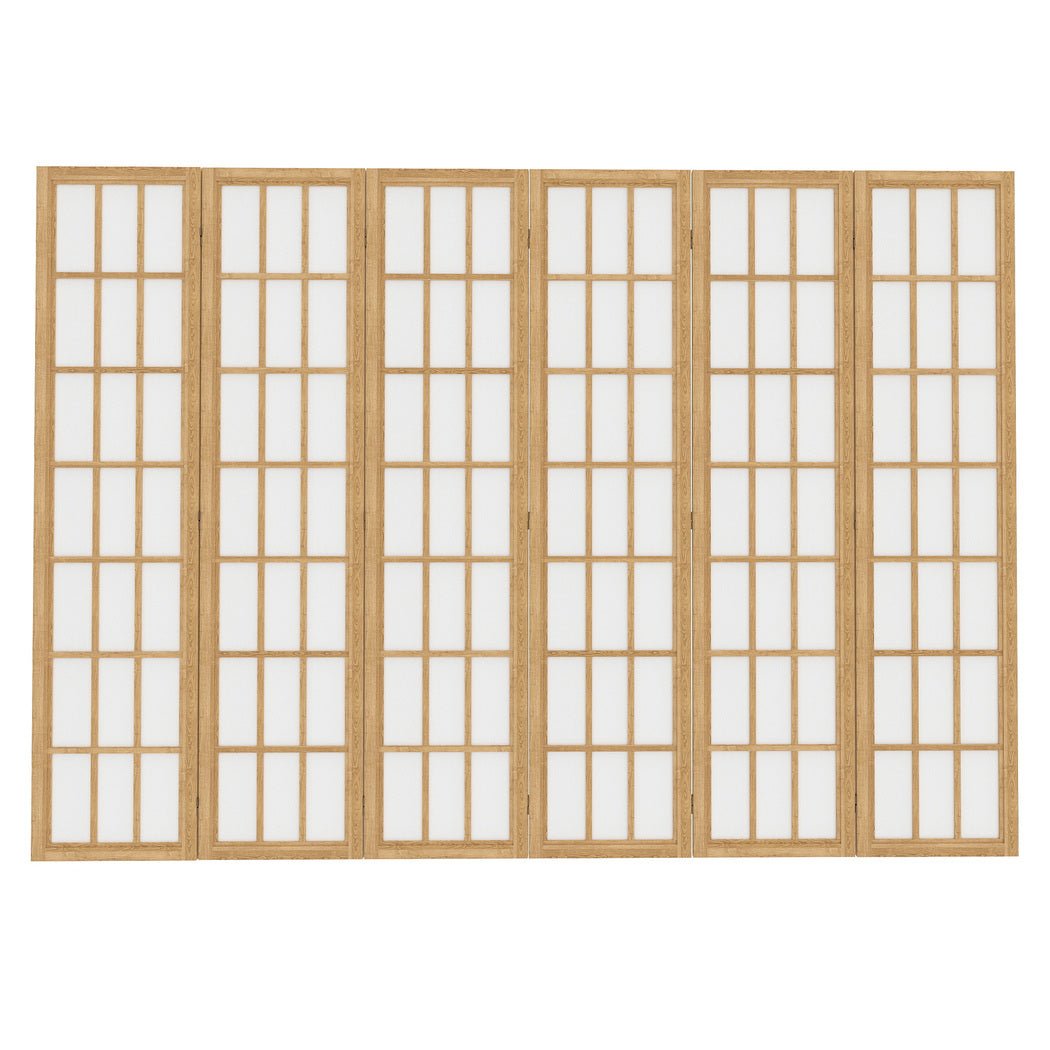 6 Panel 170cm Freestanding Room Divider Screen - Natural - Rivercity House & Home Co. (ABN 18 642 972 209) - Affordable Modern Furniture Australia