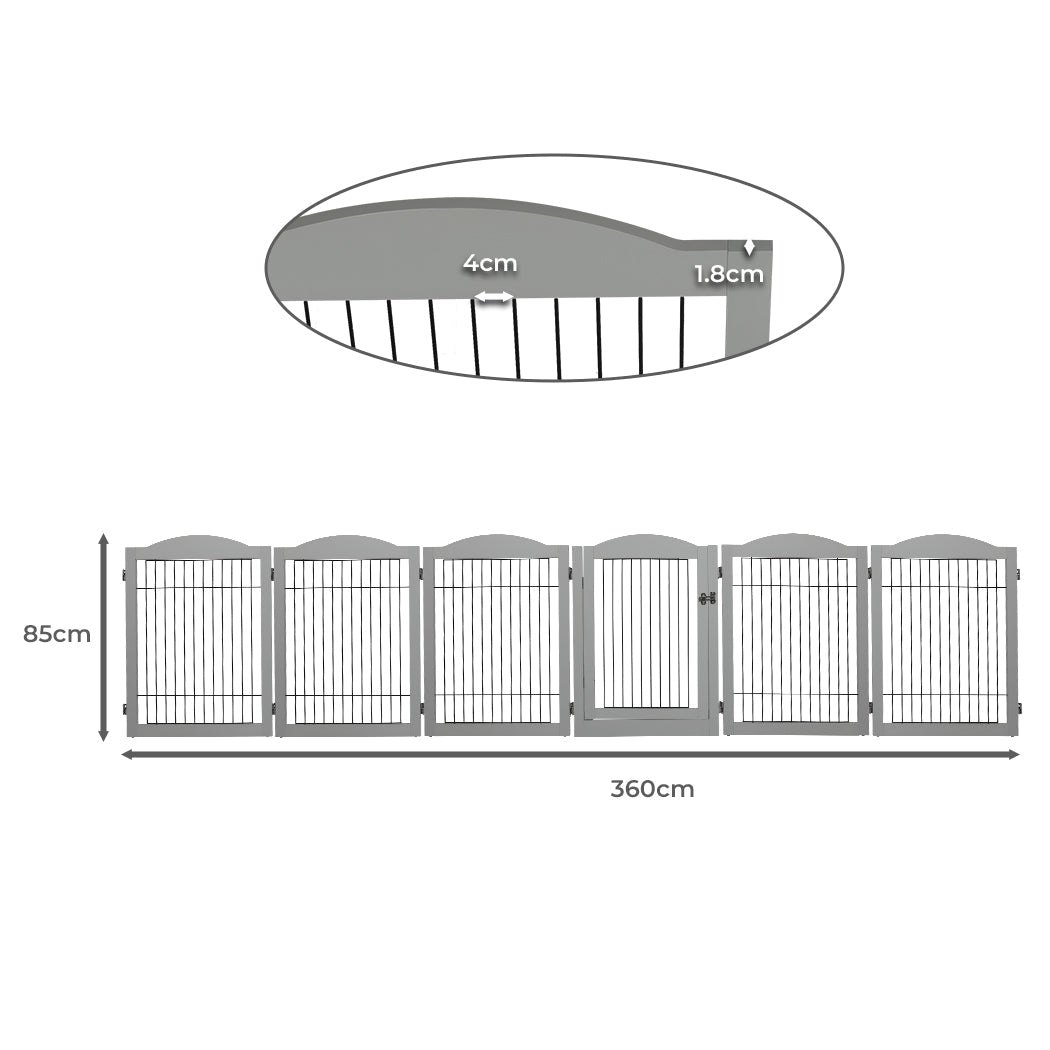 6 - Panel Adjustable Pet Dog Playpen with Lockable Gate - Grey - Rivercity House & Home Co. (ABN 18 642 972 209) - Affordable Modern Furniture Australia