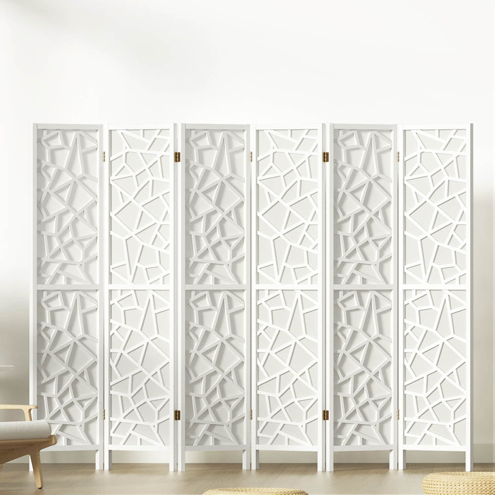 6 Panel Room Divider Screen 244x170cm Clover White - Furniture > Bedroom > Room Dividers - Rivercity House & Home Co. (ABN 18 642 972 209) - Affordable Modern Furniture Australia