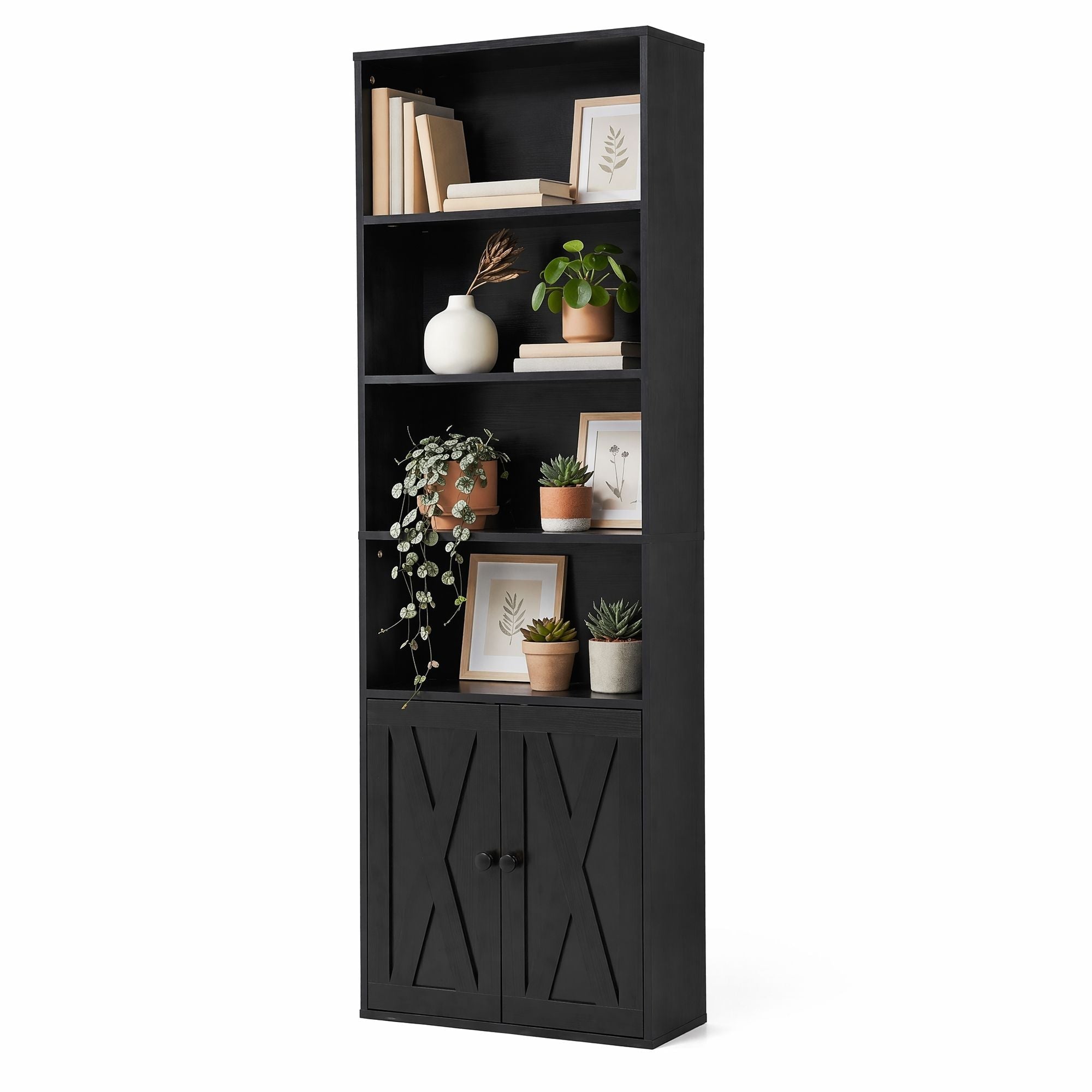 6 - Tier Bookshelf Display Cabinet Storage Black - Furniture > Living Room > Bookcases & Shelves - Rivercity House & Home Co. (ABN 18 642 972 209) - Affordable Modern Furniture Australia