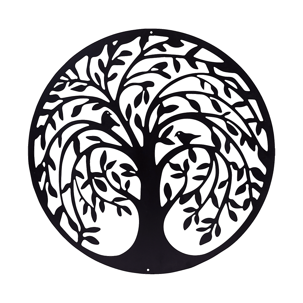 60cm Round Tree of Life and Birds Metal Wall Art Sculpture - Black - Home & Garden > Decor > Garden Ornaments - Rivercity House & Home Co. (ABN 18 642 972 209) - Affordable Modern Furniture Australia