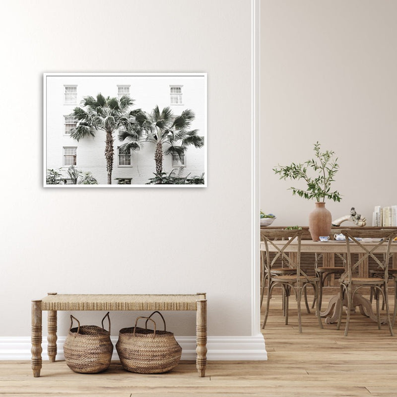 60cmx90cm Palm Tree White Frame Canvas Wall Art - Home & Garden > Wall Art - Rivercity House & Home Co. (ABN 18 642 972 209) - Affordable Modern Furniture Australia