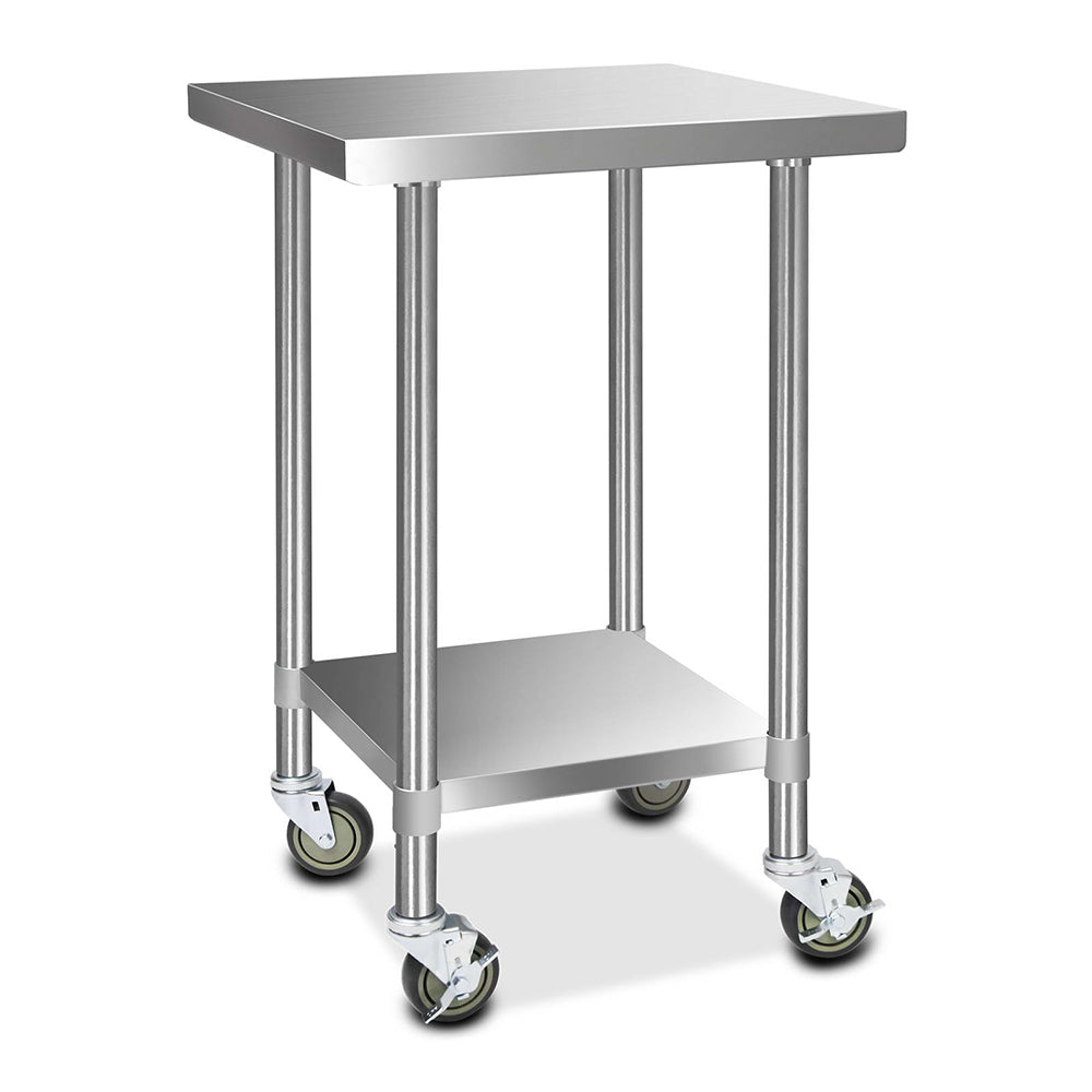 610x610mm Stainless Steel Kitchen Bench with Wheels 430 - Furniture > Dining > Kitchen Sinks - Rivercity House & Home Co. (ABN 18 642 972 209) - Affordable Modern Furniture Australia