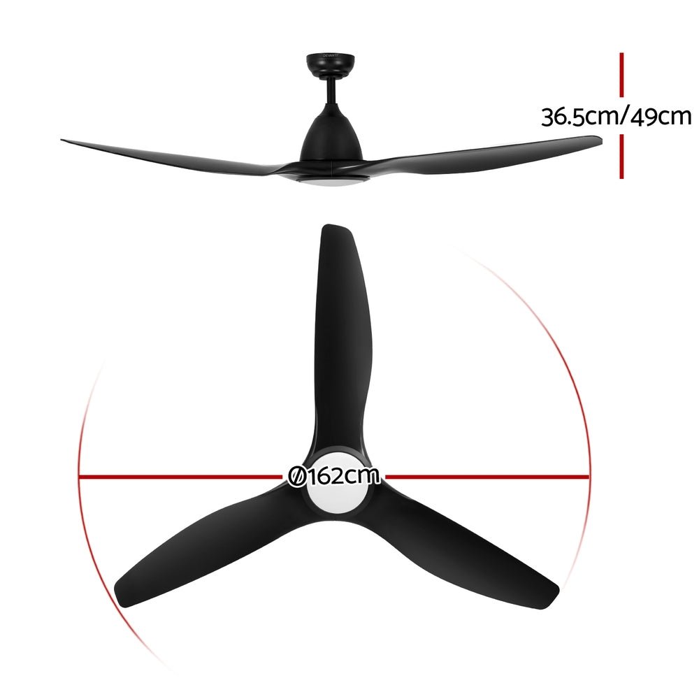 64 Inch Ceiling Fan DC Motor w/Light w/Remote - Black - Appliances > Fans > Ceiling Fans - Rivercity House & Home Co. (ABN 18 642 972 209) - Affordable Modern Furniture Australia