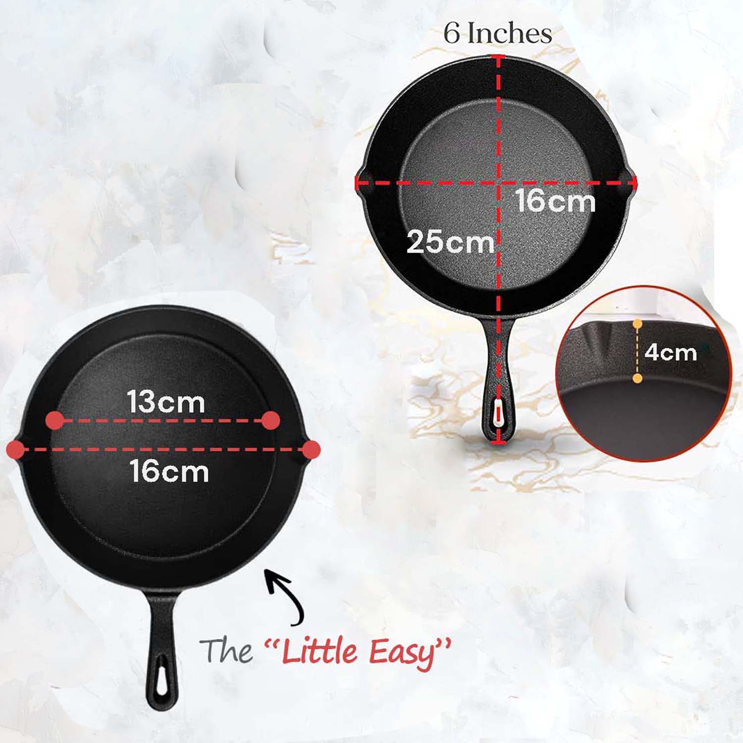 6inch 16cm Cast Iron Skillet Cookware Chef Quality Pre - Seasoned Pan Pans - Home & Garden > Kitchenware > Skillets & Frying Pans - Rivercity House & Home Co. (ABN 18 642 972 209) - Affordable Modern Furniture Australia