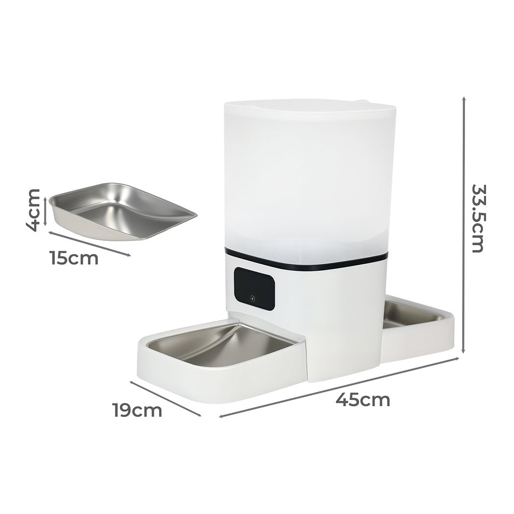 6L Automatic 2 Bowl Pet Food Dispenser with WiFi App Control - White - Rivercity House & Home Co. (ABN 18 642 972 209) - Affordable Modern Furniture Australia