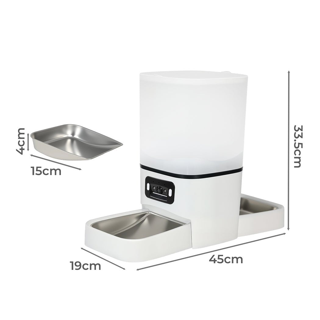 6L Automatic Dual Bowl Pet Feeder with WiFi App Control - White - Rivercity House & Home Co. (ABN 18 642 972 209) - Affordable Modern Furniture Australia