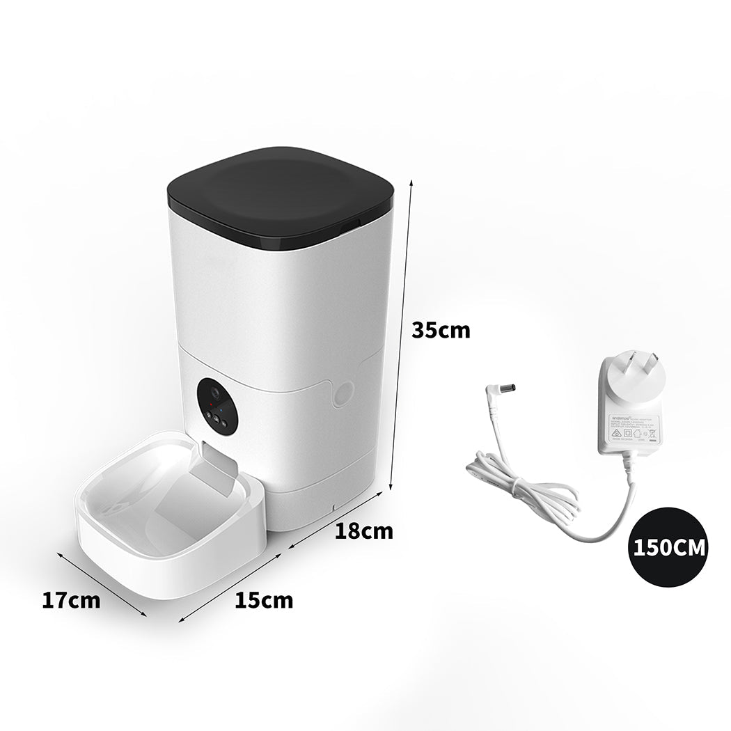 6L Automatic Pet Feeder with 1080P Camera and WiFi - White - Rivercity House & Home Co. (ABN 18 642 972 209) - Affordable Modern Furniture Australia