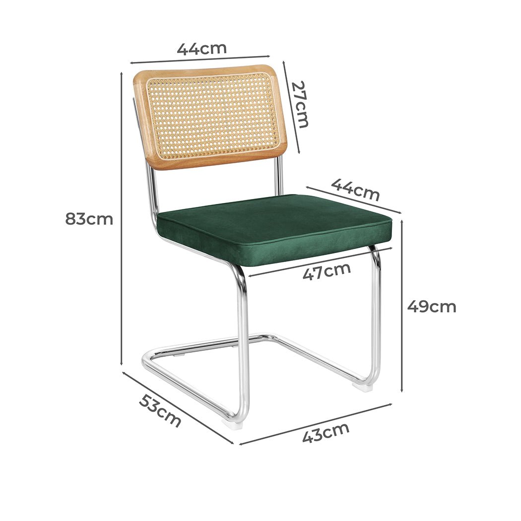6x Replica Cesca Rattan Dining Chairs with Rubberwood Frame - Natural Green - Rivercity House & Home Co. (ABN 18 642 972 209) - Affordable Modern Furniture Australia