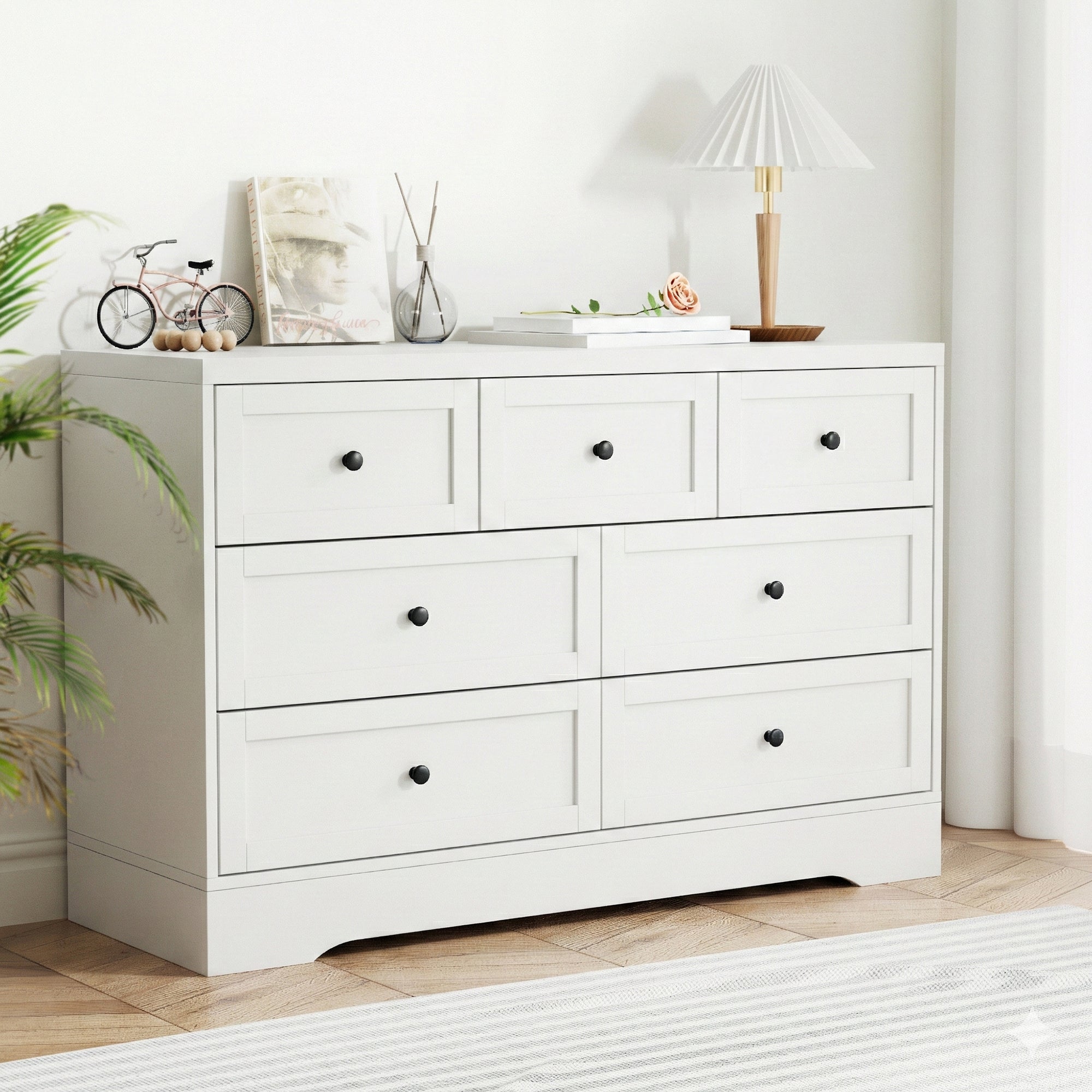 7 Chest of Drawers Dresser Table White - Furniture > Bedroom > Dressers - Rivercity House & Home Co. (ABN 18 642 972 209) - Affordable Modern Furniture Australia
