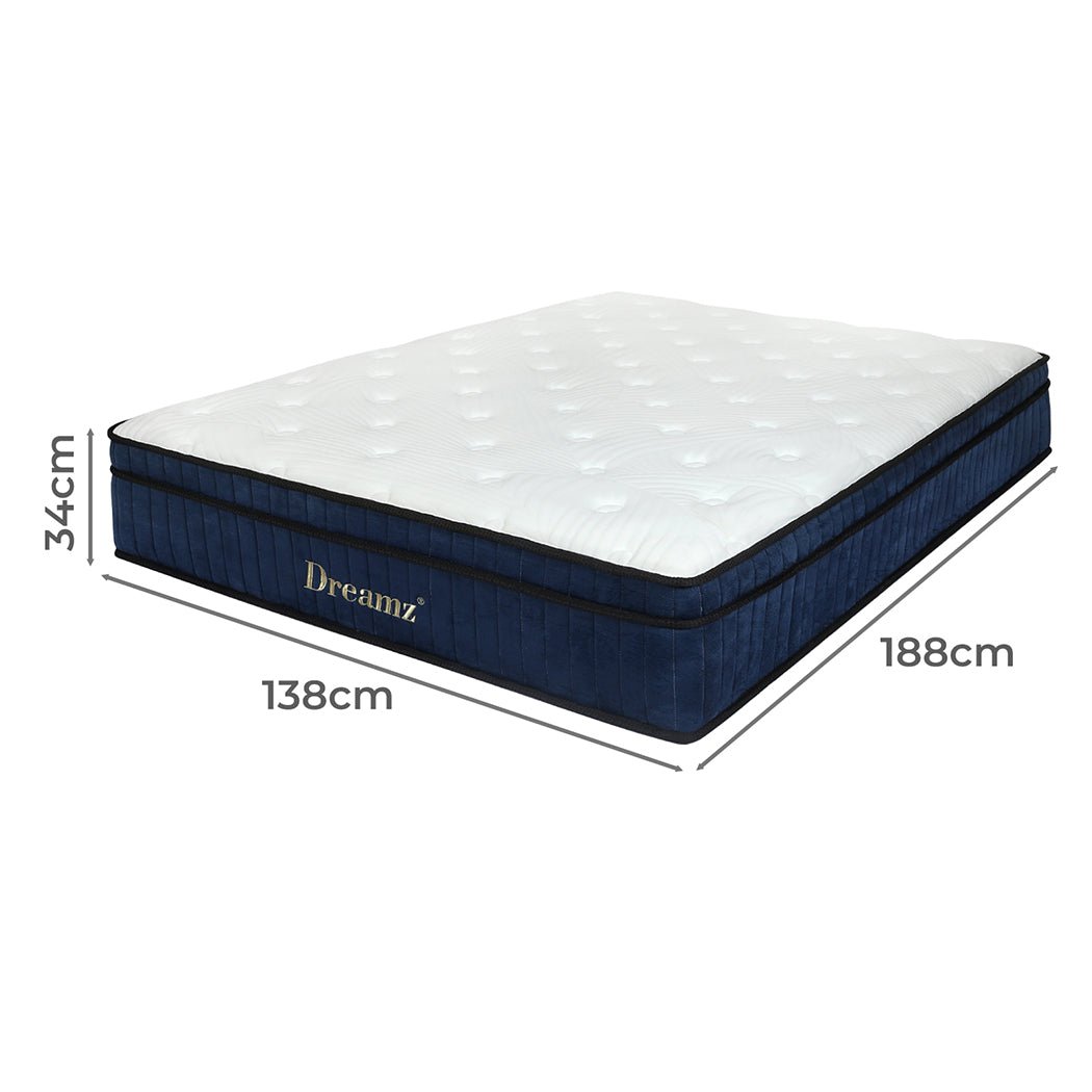 7 Zone Medium Firm Double Pocket Spring Mattress - White and Blue - Rivercity House & Home Co. (ABN 18 642 972 209) - Affordable Modern Furniture Australia