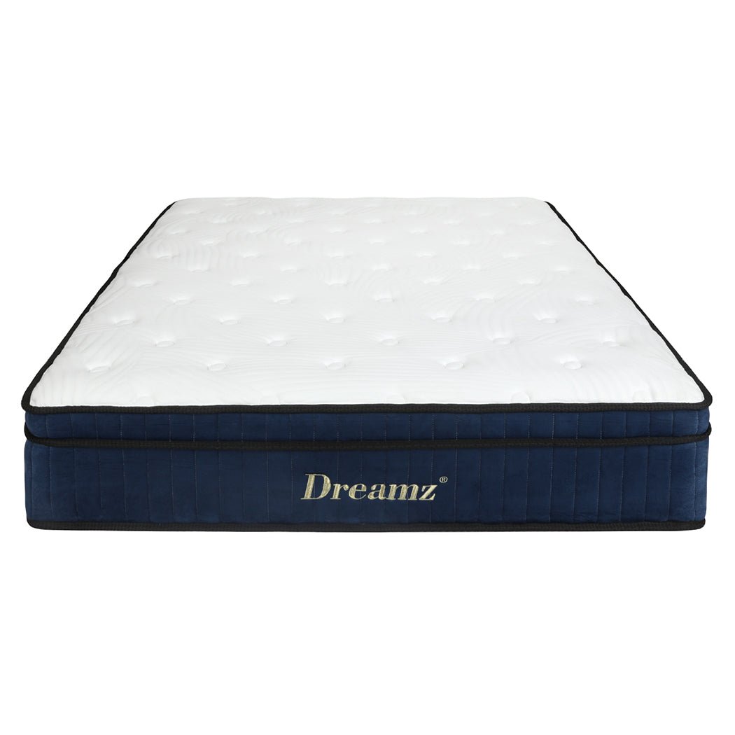 7 Zone Medium Firm Double Pocket Spring Mattress - White and Blue - Rivercity House & Home Co. (ABN 18 642 972 209) - Affordable Modern Furniture Australia
