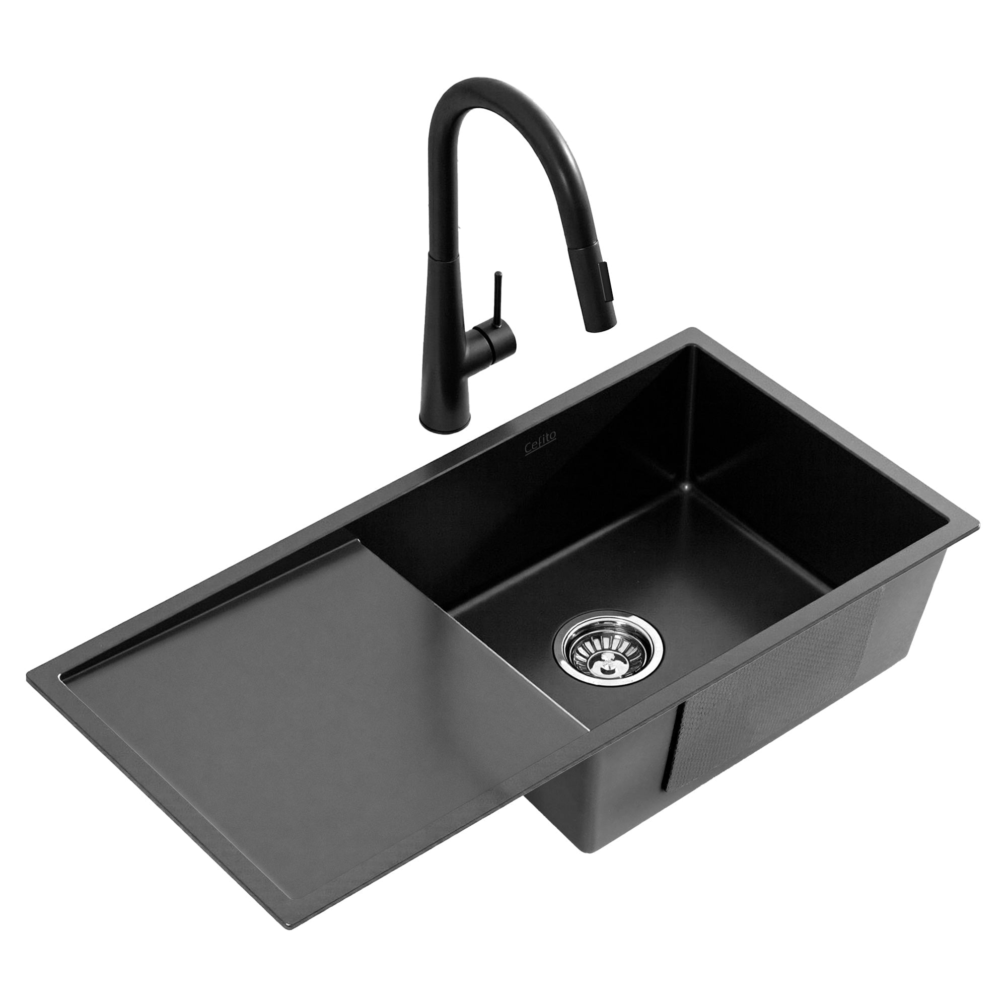75x45cm Stainless Steel Single Bowl Kitchen Sink with Pull - Out Mixer Tap - Black - Furniture > Dining > Kitchen Sinks - Rivercity House & Home Co. (ABN 18 642 972 209) - Affordable Modern Furniture Australia