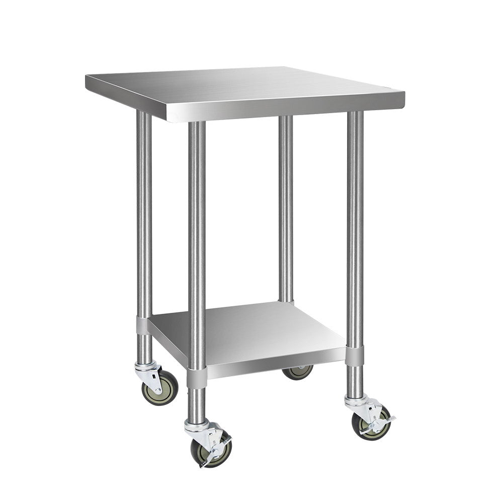 760x760mm Stainless Steel Kitchen Bench with Wheels 430 - Furniture > Dining > Kitchen Sinks - Rivercity House & Home Co. (ABN 18 642 972 209) - Affordable Modern Furniture Australia