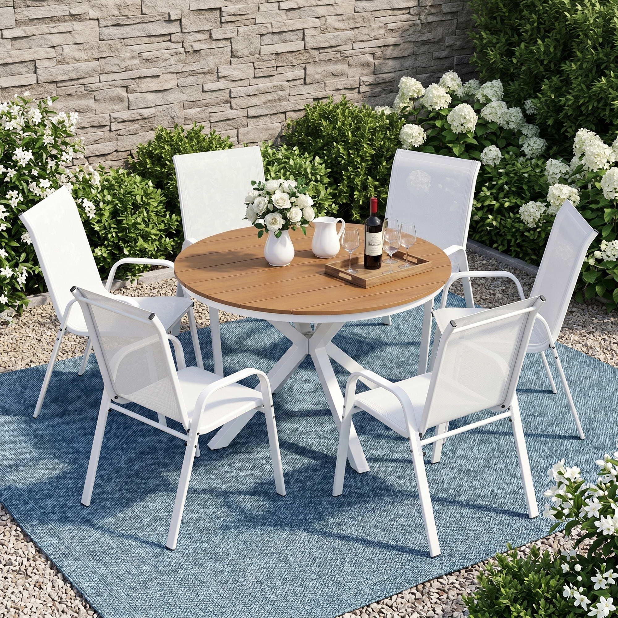 7PCS Outdoor Dining Set Table and Chairs Patio Garden Furniture Steel - Furniture > Outdoor > Outdoor Dining Sets - Rivercity House & Home Co. (ABN 18 642 972 209) - Affordable Modern Furniture Australia