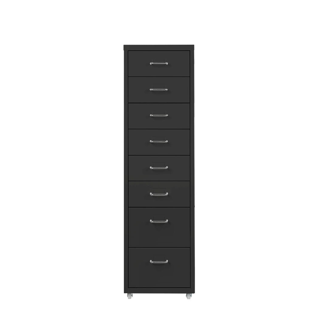 8 - Drawer Steel Office Filing Cabinet with Wheels - Black - Rivercity House & Home Co. (ABN 18 642 972 209) - Affordable Modern Furniture Australia