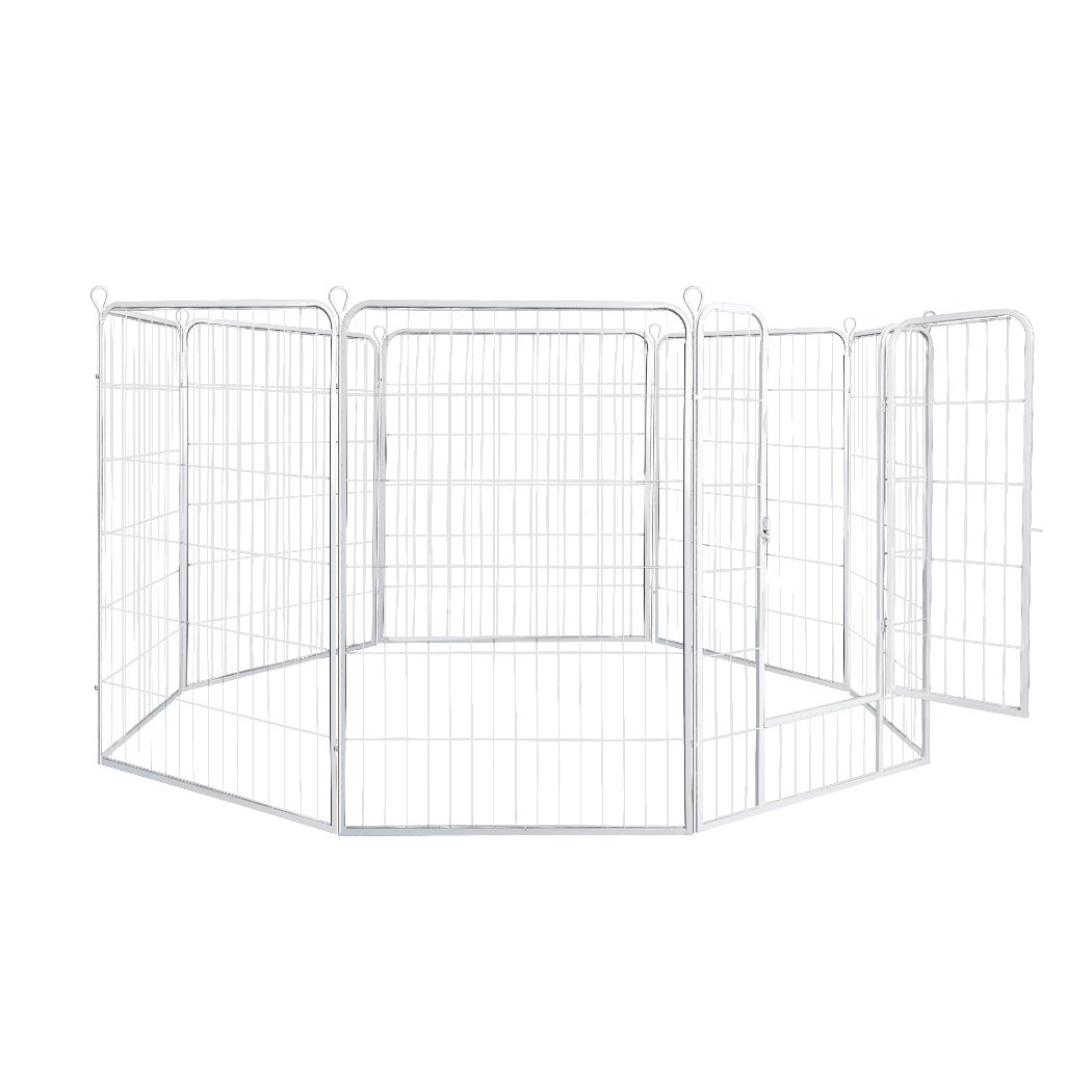 8 Panel 32'' Pet Dog Playpen with Lockable Gate - White - Rivercity House & Home Co. (ABN 18 642 972 209) - Affordable Modern Furniture Australia