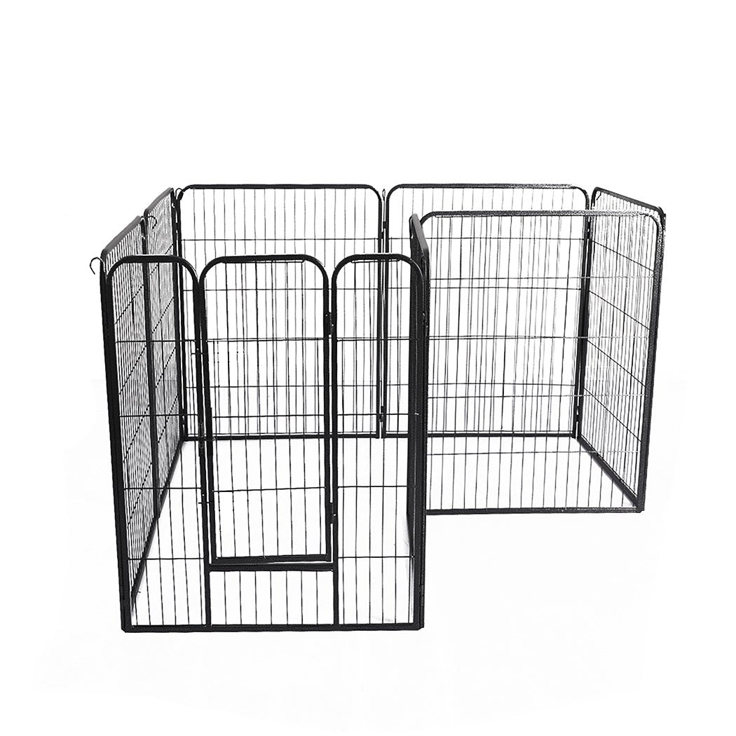 8 Panel Pet Dog Playpen Puppy Exercise Pen with Lockable Gate - Black - Rivercity House & Home Co. (ABN 18 642 972 209) - Affordable Modern Furniture Australia