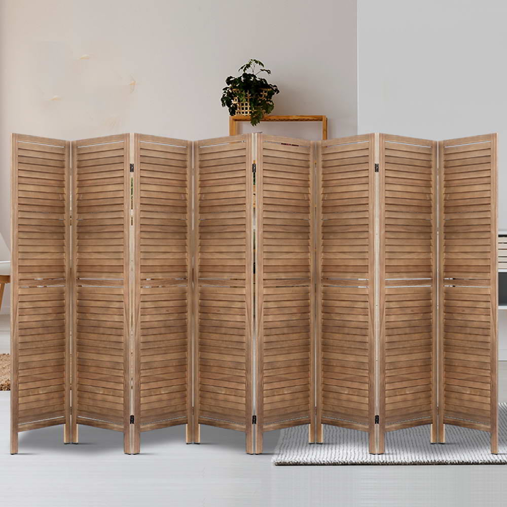 8-Panel Room Divider Screen 326x170cm with Louver Oak Finish - White - Furniture > Bedroom > Room Dividers - Rivercity House & Home Co. (ABN 18 642 972 209) - Affordable Modern Furniture Australia
