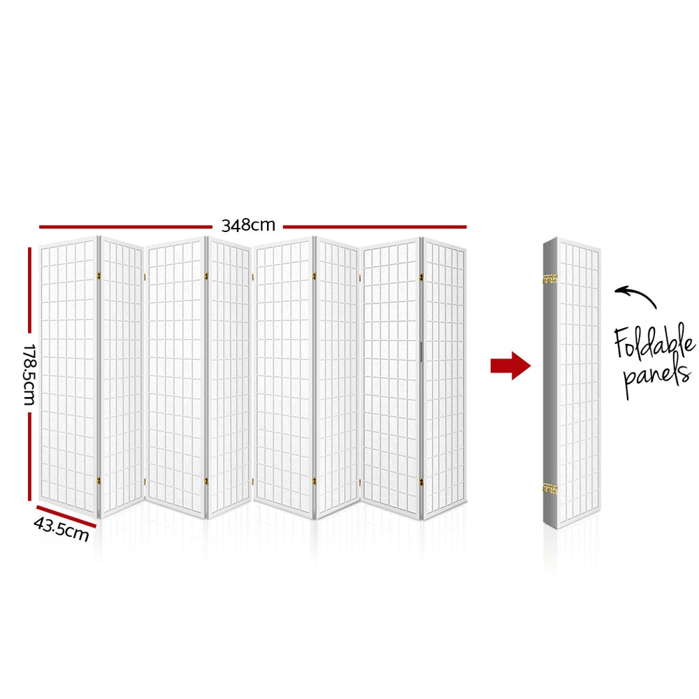 8 Panel Room Divider Screen 348x179cm - White - Furniture > Bedroom > Room Dividers - Rivercity House & Home Co. (ABN 18 642 972 209) - Affordable Modern Furniture Australia