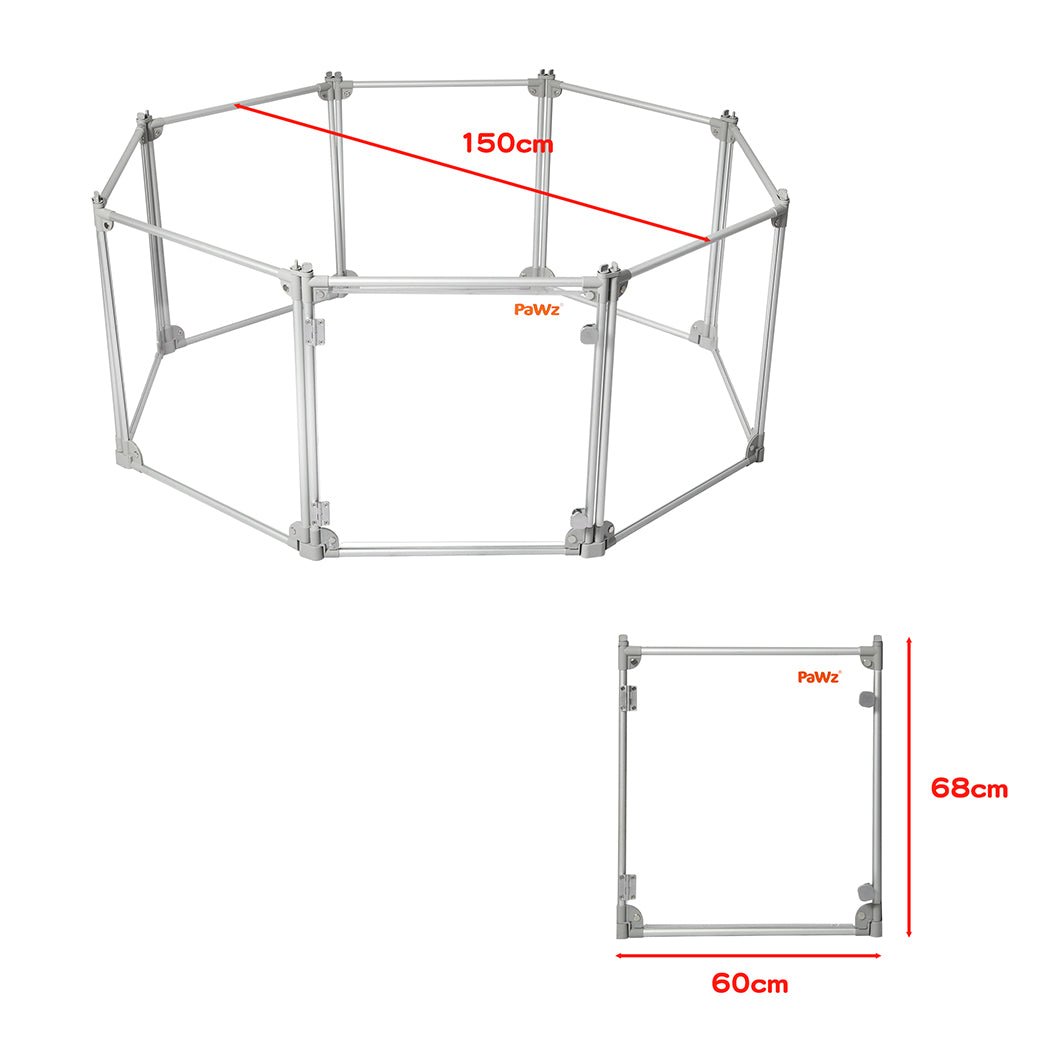 8 - Panel Transparent Acrylic Folding Dog Playpen Fence - Grey - Rivercity House & Home Co. (ABN 18 642 972 209) - Affordable Modern Furniture Australia