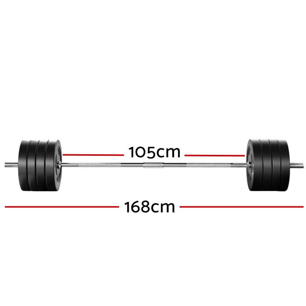 88kg Barbell Set with 168cm Bar and Weight Plates - Black - Sports & Fitness > Exercise, Gym & Fitness > Exercise Benches - Rivercity House & Home Co. (ABN 18 642 972 209) - Affordable Modern Furniture Australia