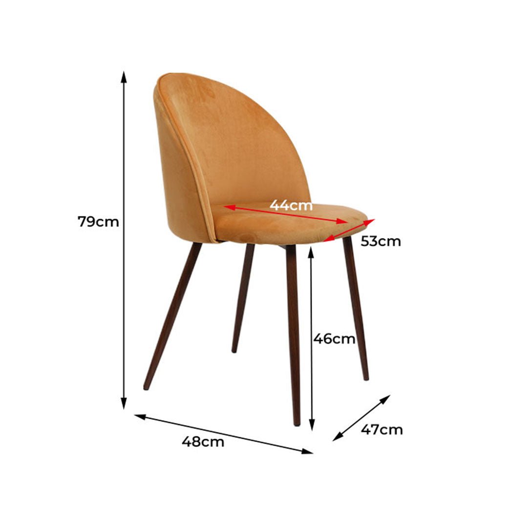 8x French Dining Chairs with Velvet Seat - Mustard - Rivercity House & Home Co. (ABN 18 642 972 209) - Affordable Modern Furniture Australia