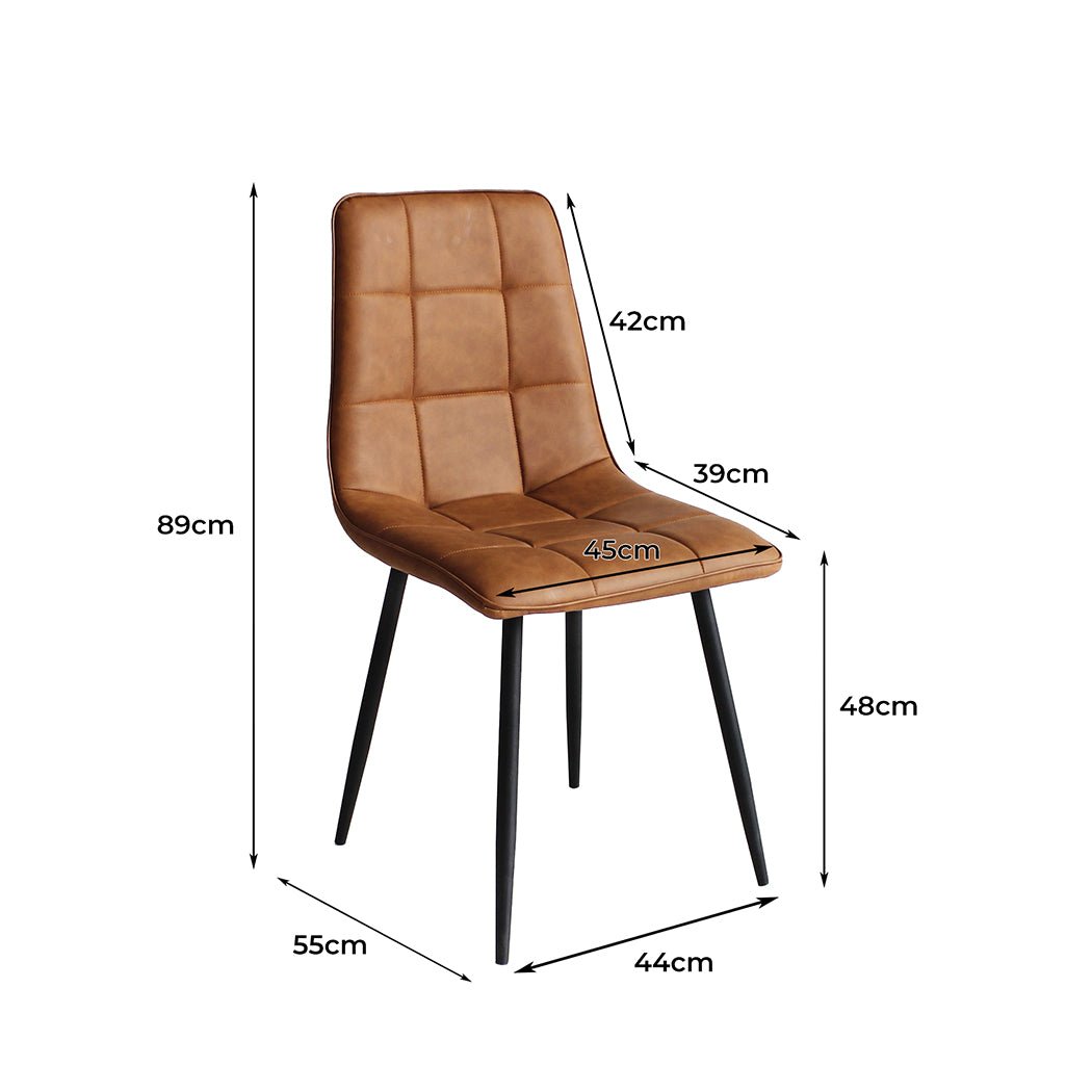 8x PU Leather Dining Chairs with Steel Legs - Brown - Rivercity House & Home Co. (ABN 18 642 972 209) - Affordable Modern Furniture Australia