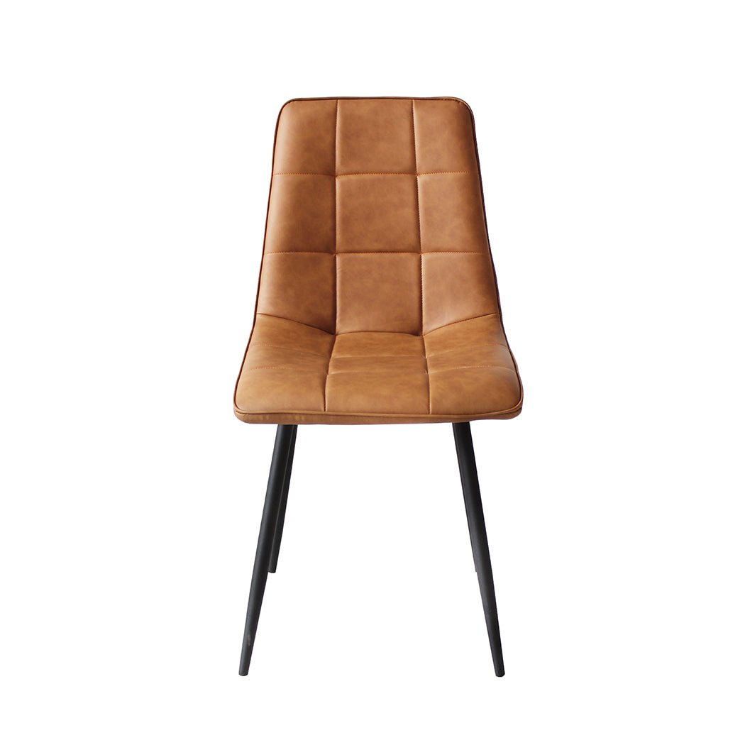 8x PU Leather Dining Chairs with Steel Legs - Brown - Rivercity House & Home Co. (ABN 18 642 972 209) - Affordable Modern Furniture Australia