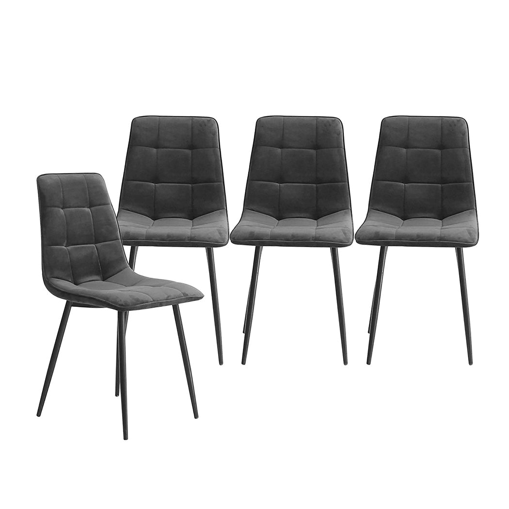 8x Velvet Dining Chairs with Steel Legs for Kitchen - Grey - Rivercity House & Home Co. (ABN 18 642 972 209) - Affordable Modern Furniture Australia