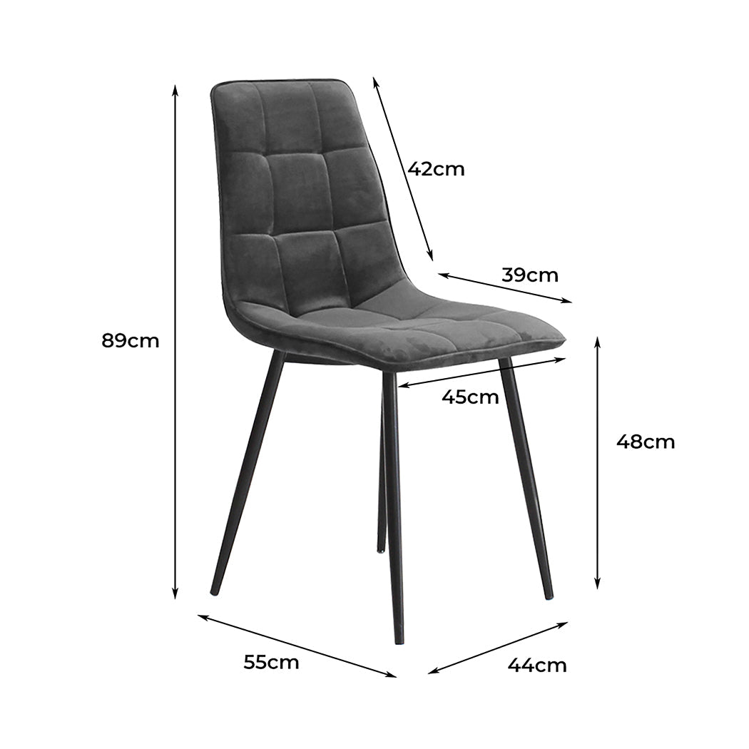 8x Velvet Dining Chairs with Steel Legs for Kitchen - Grey - Rivercity House & Home Co. (ABN 18 642 972 209) - Affordable Modern Furniture Australia