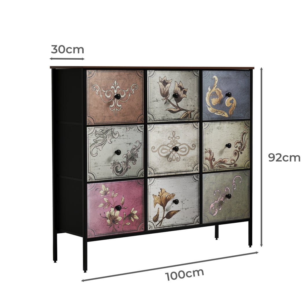 9 - Drawer Chest of Drawers Storage Cabinet - Brown - Rivercity House & Home Co. (ABN 18 642 972 209) - Affordable Modern Furniture Australia