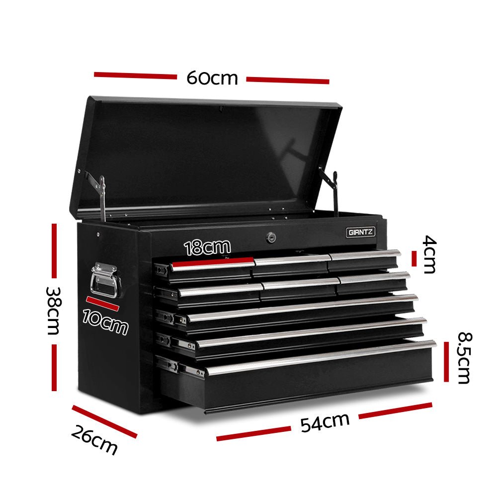 9 Drawer Tool Box Cabinet Chest Toolbox Storage Garage Organiser Black - Tools > Tools Storage > Tool Cabinets - Rivercity House & Home Co. (ABN 18 642 972 209) - Affordable Modern Furniture Australia