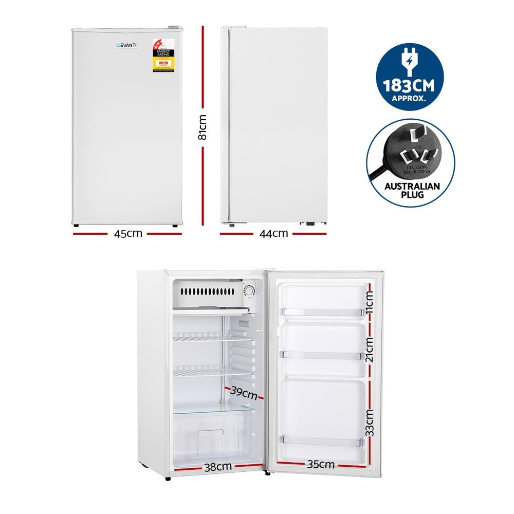 95L Bar Fridge White - Appliances > Fridges & Freezers > Fridges - Rivercity House & Home Co. (ABN 18 642 972 209) - Affordable Modern Furniture Australia
