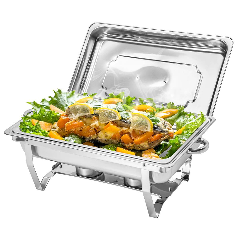 9L Chafing Dish Set, Premium 410 Stainless Steel Buffet Warmer, Bain Marie Food Server with Fuel Holders & Lid, Stackable Catering Equipment for Hotels, Parties, Weddings & Banquets, Silver - Appliances > Kitchen Appliances > Food Warmers & Chafing Dishes - Rivercity House & Home Co. (ABN 18 642 972 209) - Affordable Modern Furniture Australia